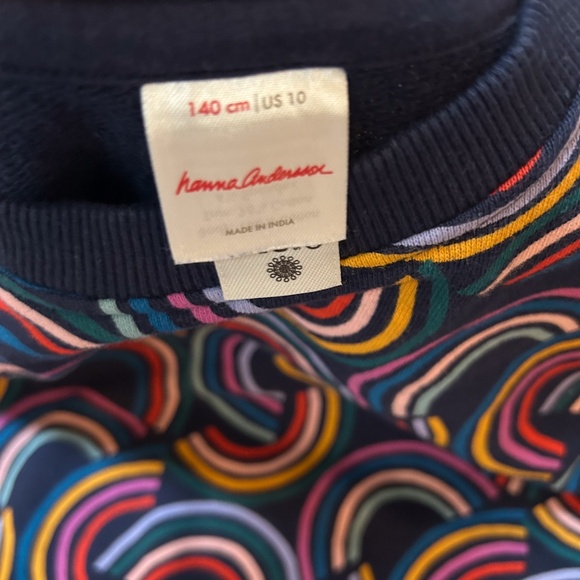 HANNA ANDERSSON cozy rainbow navy sweatshirt 10/140cm - long sleeve, ribbed cuff - Picture 5 of 8